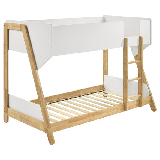 Wyatt Twin Twin Bunk Bed in White / Natural - Coaster Furniture
