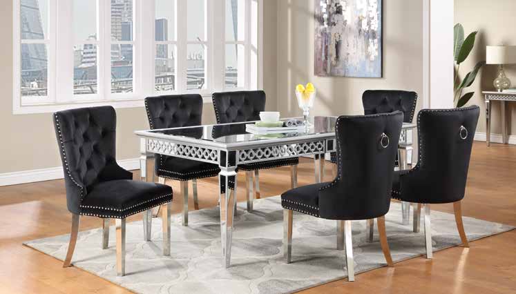 D688 Silver Finish Mirror Table Dining Set