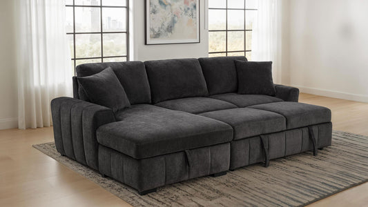 Roanne Sleeper Sectional in Grey - Coaster Furniture