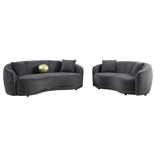 Brookside Stationary Sofa Set in Dark Grey - Coaster Furniture