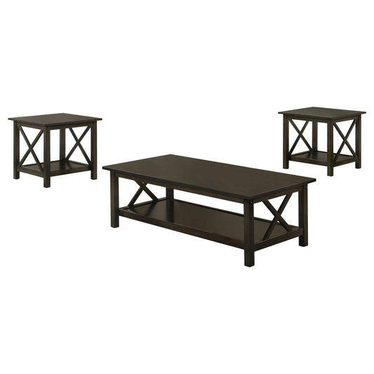 Rachelle 3-Piece Coffee Table Set in Dark Merlot - Coaster Furniture