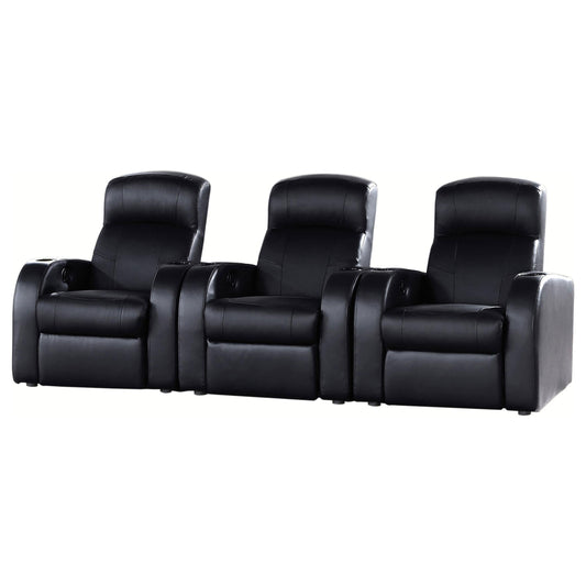 Cyrus 3-Piece Theater Seating in Black - Coaster Furniture