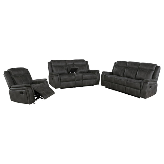 Lawrence Reclining 3-Piece Set in Charcoal - Coaster Furniture
