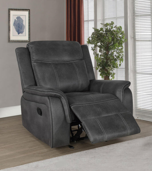 Lawrence Glider Recliner in Charcoal - Coaster Furniture