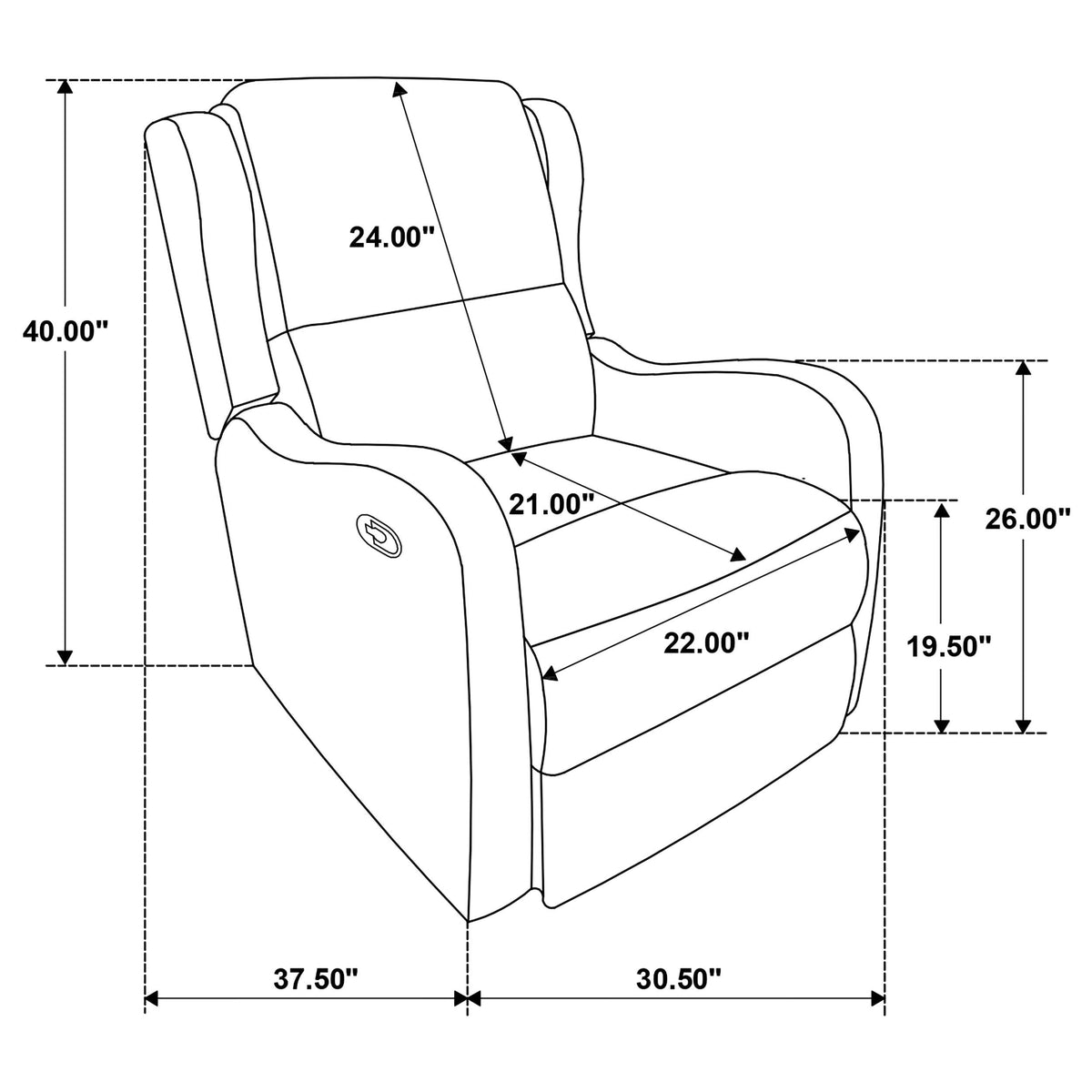 Kelsey Recliner in Ivory - Coaster Furniture