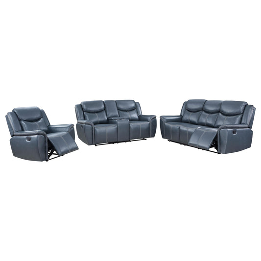 Sloane Reclining 3-Piece Set in Blue - Coaster Furniture
