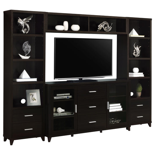 Lewes Entertainment Center 4-Piece in Cappuccino - Coaster Furniture