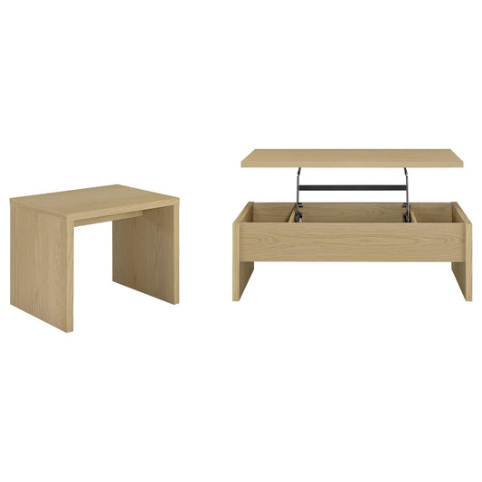 Canoga Coffee Table Set in Light Oak - Coaster Furniture