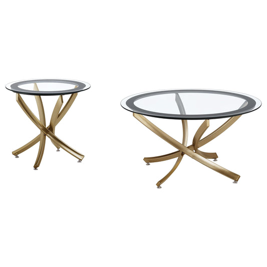 Brooke Coffee Table Set in Rose Brass - Coaster Furniture