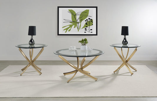 Brooke Coffee Table 3-Piece Set - Rose Brass