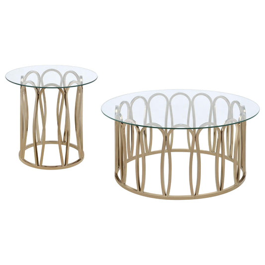 Monett Coffee Table 2-Piece Set in Chocolate Chrome - Coaster Furniture