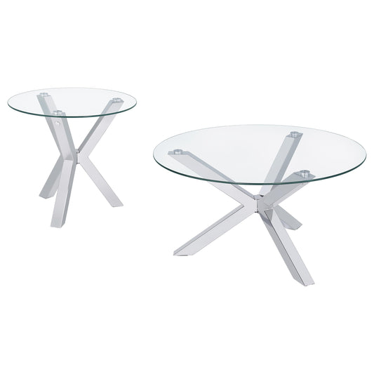 Kenzie Coffee Table 2-Piece Set in Chrome - Coaster Furniture