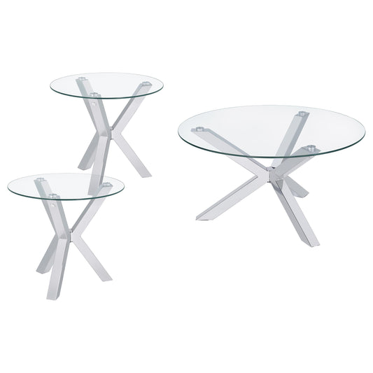 Kenzie Coffee Table 3-Piece Set in Chrome - Coaster Furniture
