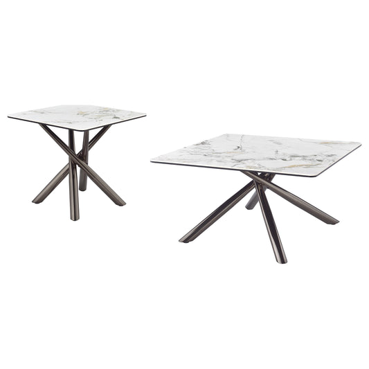 Carvell Coffee Table 2-Piece Set in Mirage White - Coaster Furniture