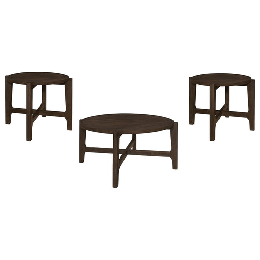 Cota Coffee Table 3-Piece Set in Dark Brown - Coaster Furniture