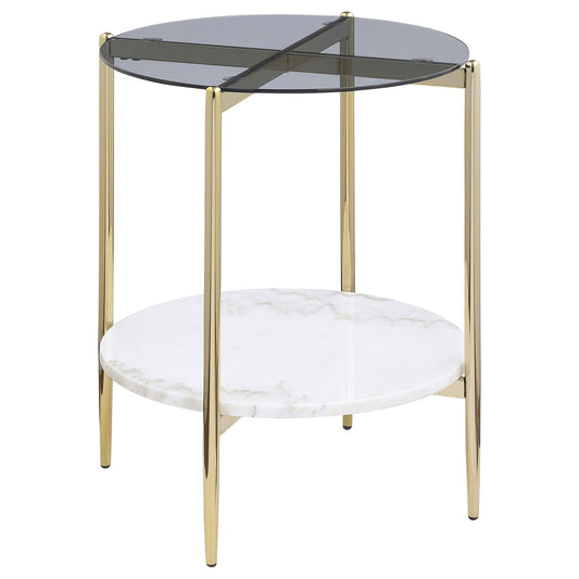 Jonelle End Table in White Marble - Coaster Furniture