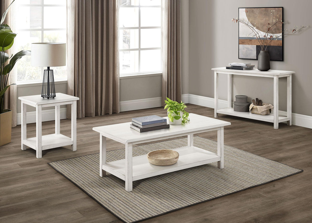 Payne Coffee Table in Distressed White - Coaster Furniture