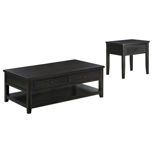Concord Coffee Table 2-Piece Set in Distressed Java - Coaster Furniture