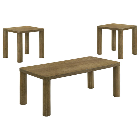 Castlewood Coffee Table Set in Brown Oak - Coaster Furniture