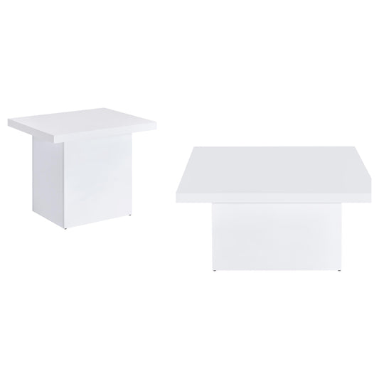 Devar Coffee Table Set in White High Gloss - Coaster Furniture