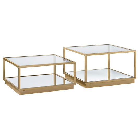 Renee Coffee Table 2-Piece Set in Rose Brass - Coaster Furniture