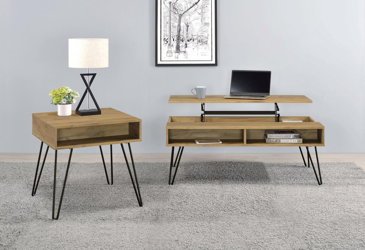 Fanning End Table in Golden Oak - Coaster Furniture