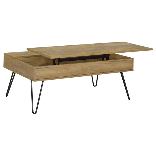 Fanning Lift Top Coffee Table in Golden Oak - Coaster Furniture
