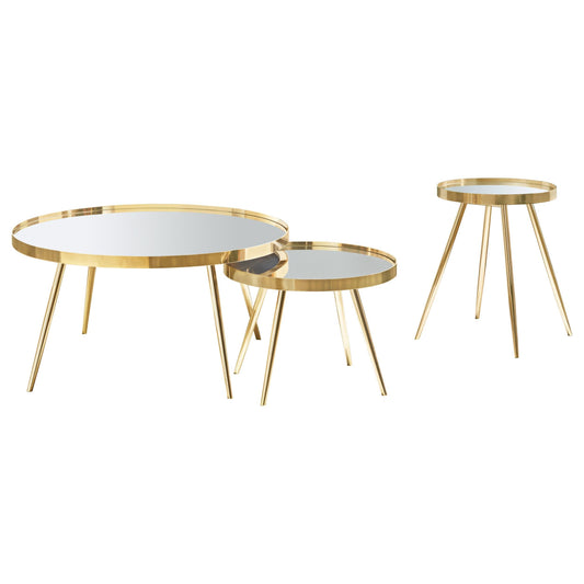 Kaelyn Coffee Table 3-Piece Set in Gold - Coaster Furniture