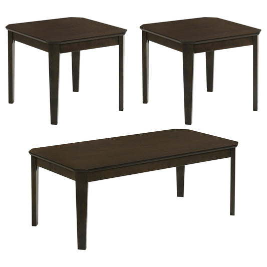 Amaro 3-Piece Coffee Table Set in Dark Brown - Coaster Furniture