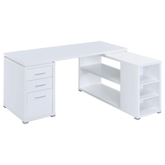 Theo L-Shape Desk in Weathered Grey - Coaster Furniture