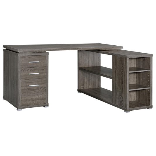 Theo L-Shape Desk in Weathered Grey - Coaster Furniture