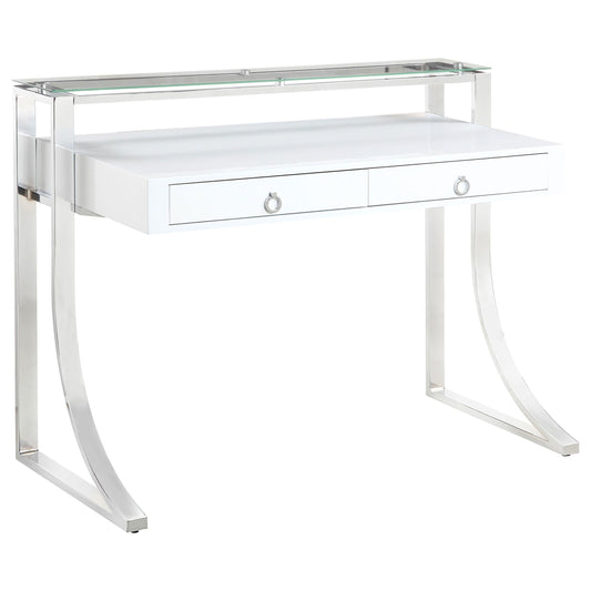 Gemma Writing Desk in White High Gloss - Coaster Furniture