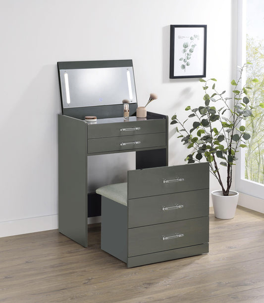 Danbury Vanity Set in Grey High Gloss - Coaster Furniture