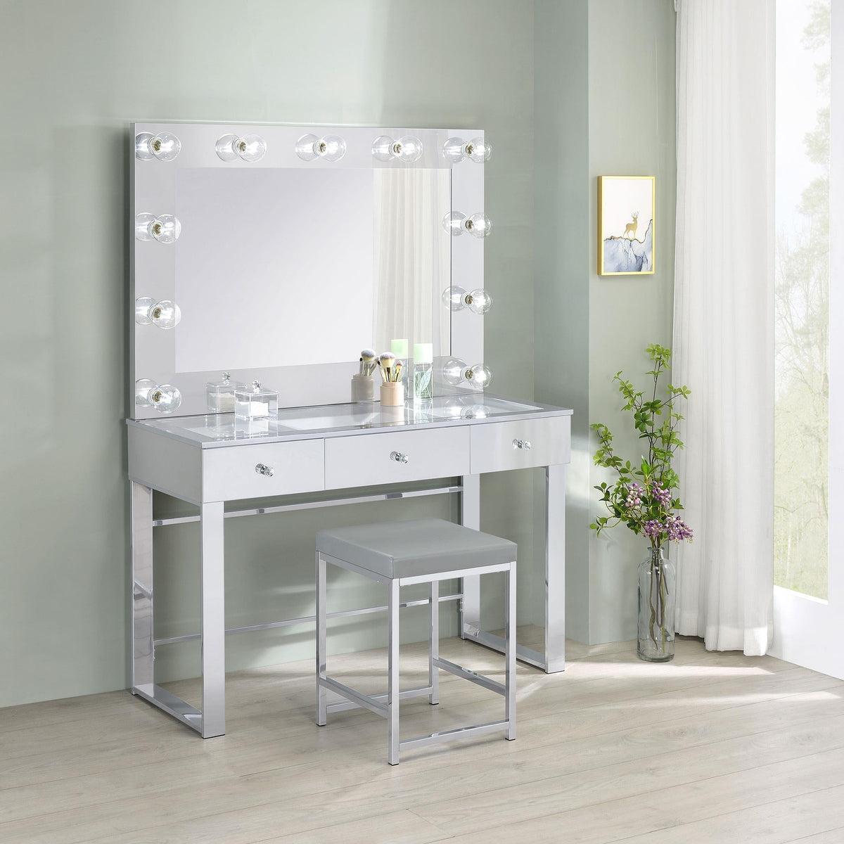 Umbridge Vanity Stool in Light Grey - Coaster Furniture