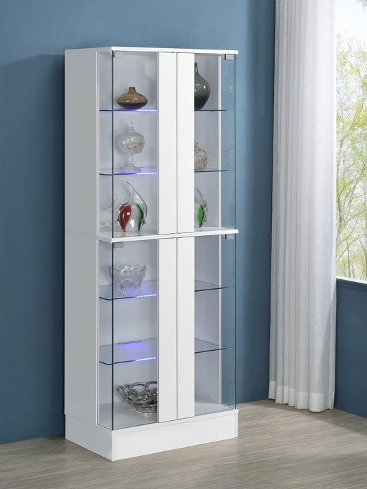 Mariska Curio Cabinet in Distressed White - Coaster Furniture
