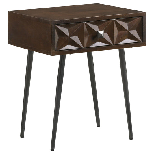 Ezra Side Table in Dark Coffee Brown - Coaster Furniture