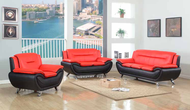 1073 Red/Black Living Room Set