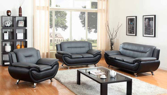 1074 Grey/Black Living Room Set
