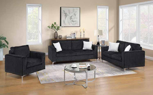 1440 Black Corduroy Living Room Set