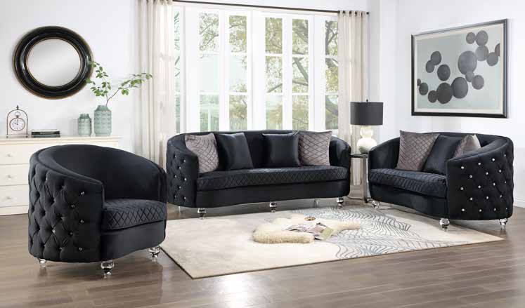 9290 Black Velvet Living Room Set