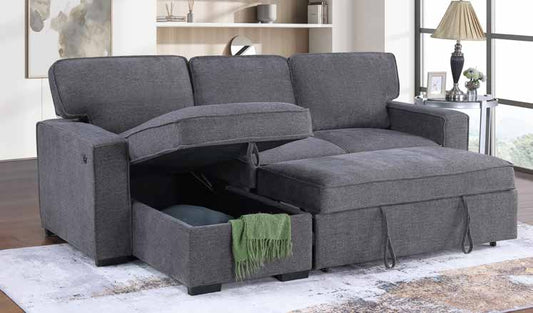 3435 Grey 2pc Reversible Sectional Living Room Set