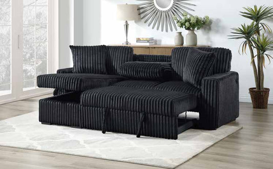 3440 Black 2pc Reversible Sectional Living Room Set