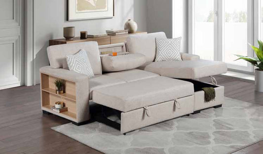 3451 Beige Pop up Sleeper Living Room Set