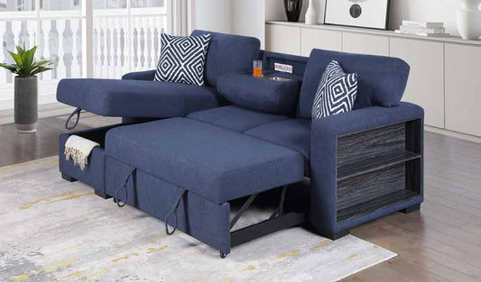 3459 Navy Pop up Sleeper Living Room Set