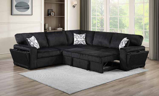 3570 Black Sectional Overall Living Room Set