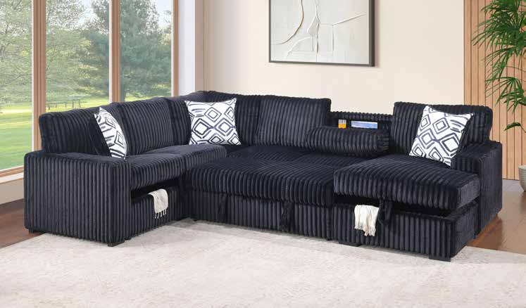 3580 Black Pop up Sleeper Living Room Set