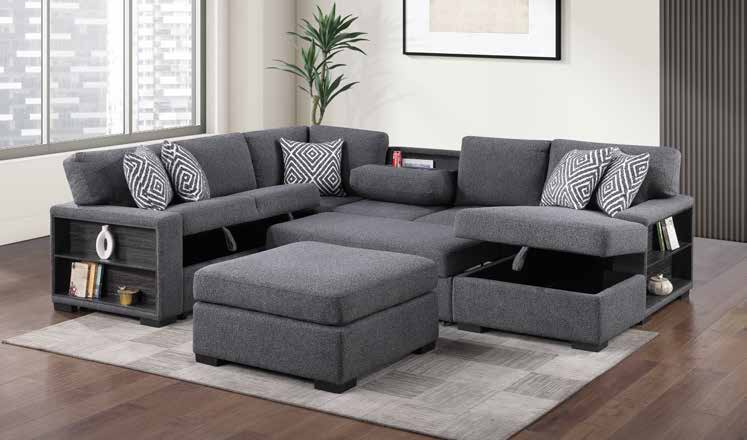 3596 Charcoal Sleeper Sectional Living Room Set