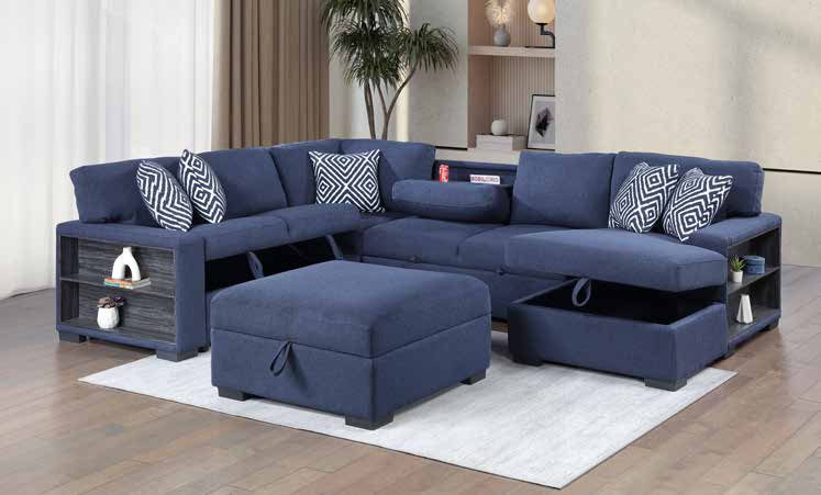3599 Navy Sleeper Sectional Living Room Set