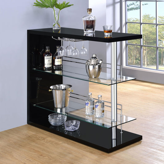 Prescott Home Bar in Black High Gloss - Coaster Furniture