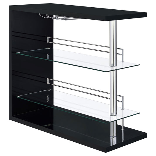 Prescott Home Bar in Black High Gloss - Coaster Furniture